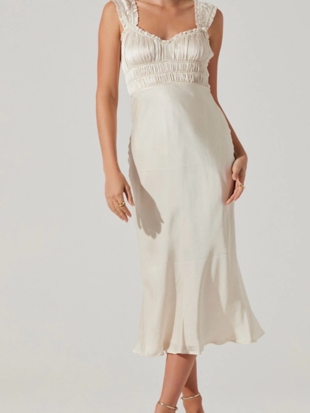 ASTR the Label Enola Satin Smocked Midi Dress